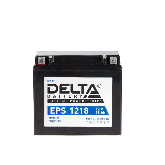 Аккумуляторная батарея Delta EPS 1218 (YTX20-BS, YTX20H-BS) 12 В, 20 Ач прямая (+ -) аккумуляторная батарея delta ст1214 ytx14 bs ytx14h bs ytx16 bs yb16b a 12v 14 ач прямая