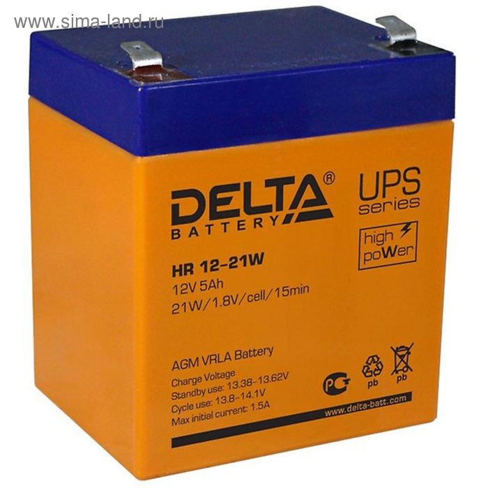 фото Аккумуляторная батарея delta hr12-21w, 12 в, 5 а/ч