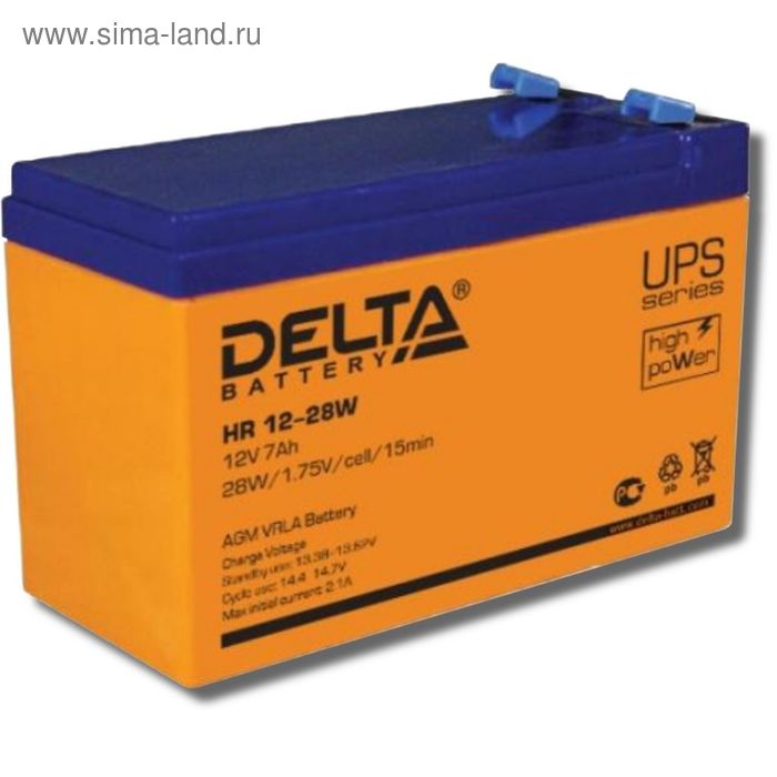 фото Аккумуляторная батарея delta hr12-28w, 12 в, 7 а/ч