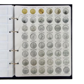 Альбом для монет на кольцах 225 х 265 мм, «Памятные монеты РФ», обложка ламинированный картон, 13 листов и 13 цветных картонных вставок от Сима-ленд