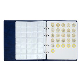 Альбом для монет на кольцах 225 х 265 мм, «Памятные монеты РФ», обложка искусственная кожа, 13 листов и 13 цветных картонных вставок, синий от Сима-ленд