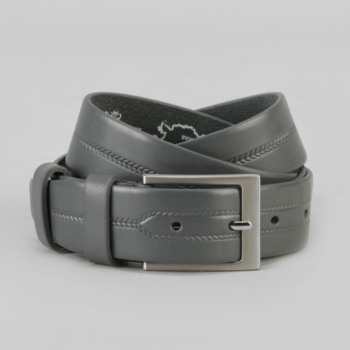 Ремень мужской, ширина 3,4 см, с рисунком, винт, пряжка металл, цвет серый