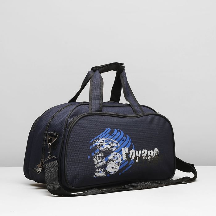 Сумка дорожная на молнии "Саквояж 4", 1 отдел, наружный карман, цвет синий