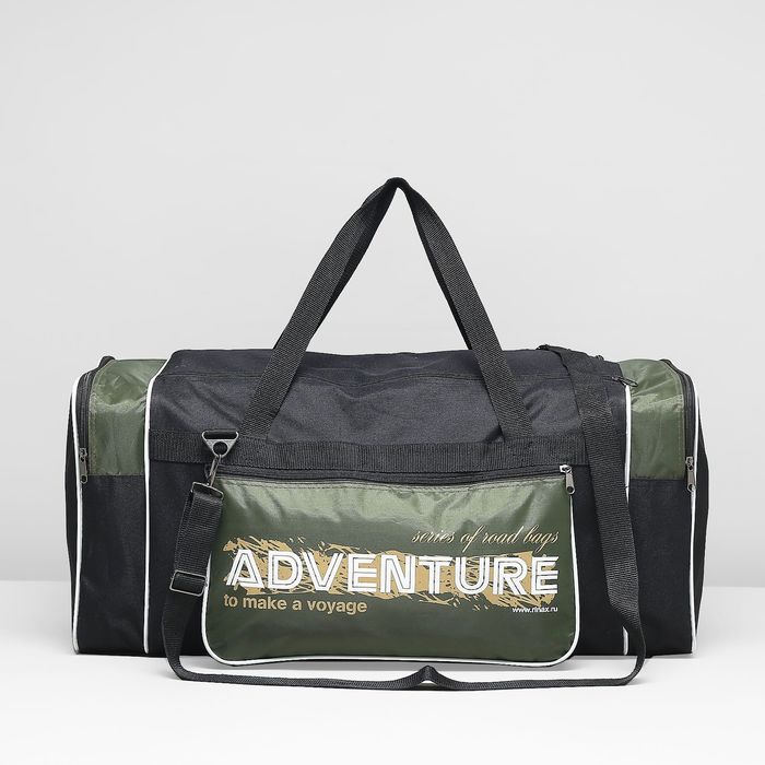 Сумка спортивная на молнии "Модуль", 1 отдел, 3 наружных кармана, цвет чёрный/зелёный