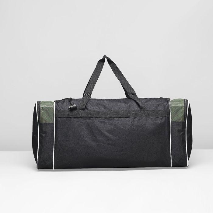 Сумка спортивная на молнии "Модуль", 1 отдел, 3 наружных кармана, цвет чёрный/зелёный