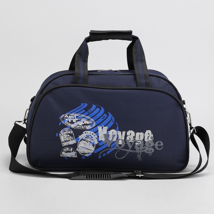 Сумка дорожная на молнии "Саквояж 4", 1 отдел, наружный карман, цвет синий