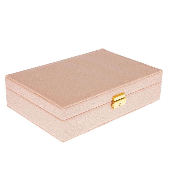 Шкатулка кожзам для украшений "Нежно-розовая пастила" 7,5х28х19 см