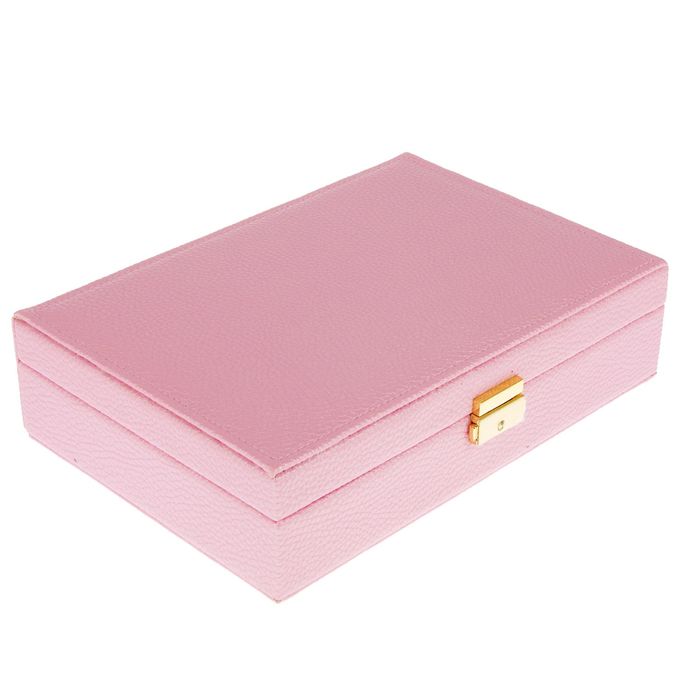 Шкатулка кожзам для украшений "Ярко-розовая" 7,5х28х19 см