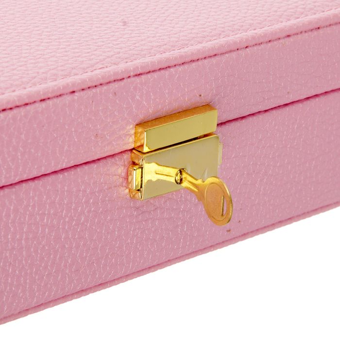 Шкатулка кожзам для украшений "Ярко-розовая" 7,5х28х19 см