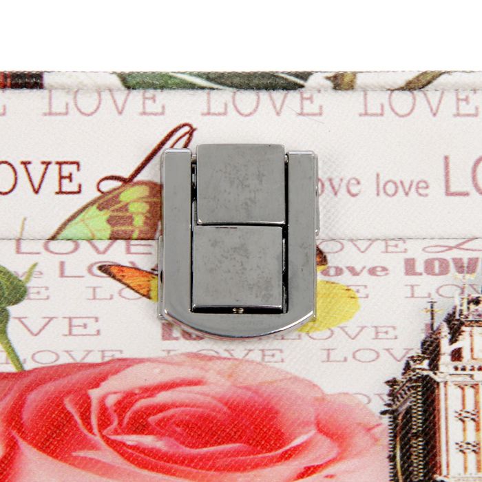 Шкатулка кожзам под часы 1 отделение и бижутерию "Биг-бен с розами" 11х22х20 см