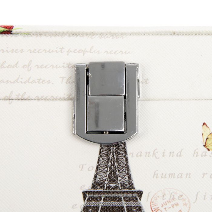 Шкатулка кожзам под часы 1 отделение и бижутерию "Эйфелева башня в розах" 11х22х20 см