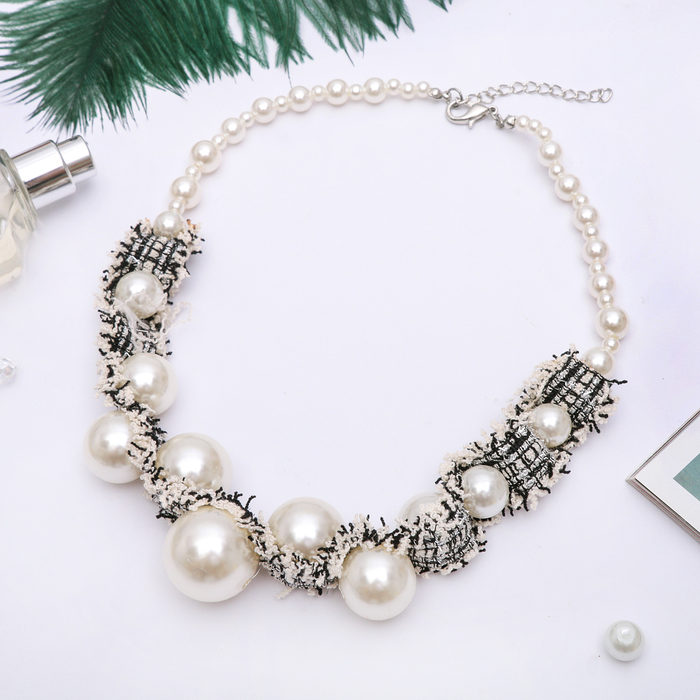 Бусы "Жемчужная нежность", цвет чёрно-белый, 45см