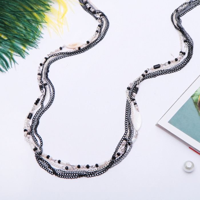 Бусы 6 ярусов "Утончённость", цвет чёрно-белый, 100см