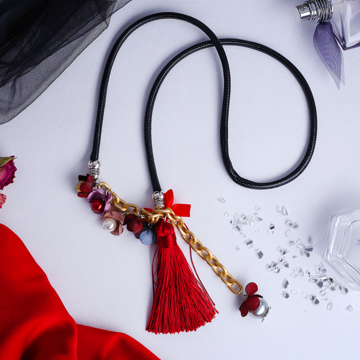 Кулон "Кисть" цветение, цвет красный, 70см