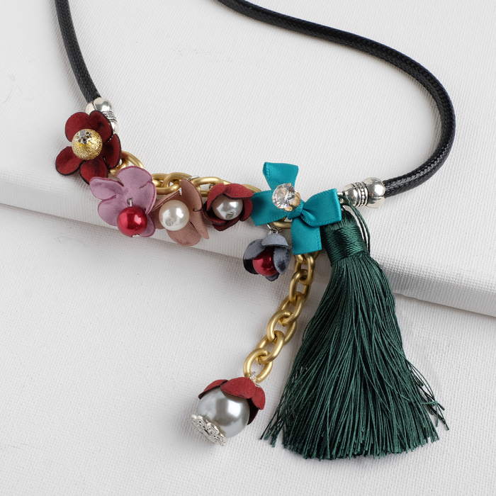 Кулон "Кисть" цветение, цвет зелёный, 70см