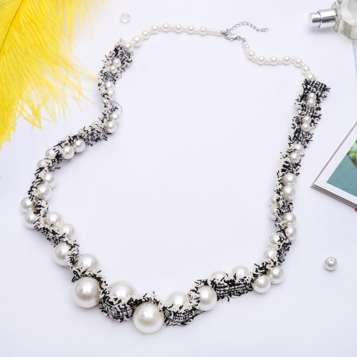 Бусы "Жемчужная нежность", цвет чёрно-белый, 88см