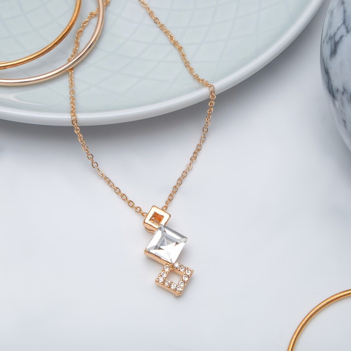 Кулон "Ромбы" трио, цвет белый в золоте, 40см