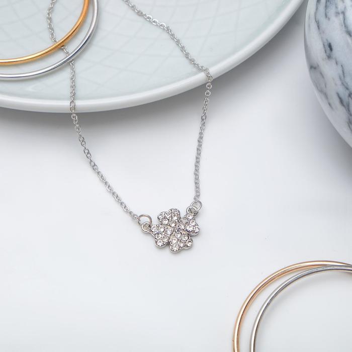 Кулон "Цветок" ромашка, цвет белый в серебре, 40см