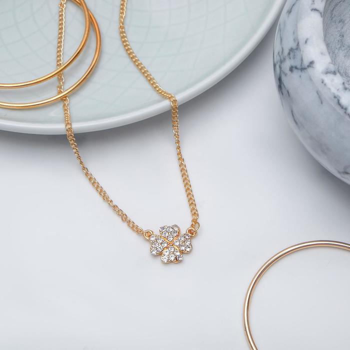 Кулон "Цветок" ромашка, цвет белый в золоте, 40см