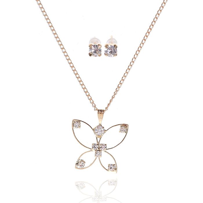 Гарнитур 2 предмета: серьги, кулон "Невесомость", бабочка, цвет белый в золоте