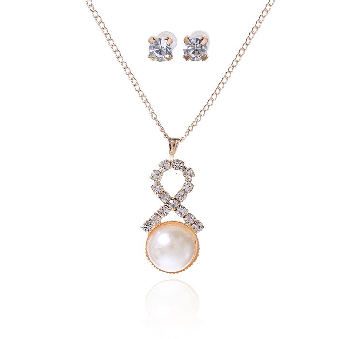 Гарнитур 2 предмета: серьги, кулон "Невесомость", бесконечность, цвет белый в золоте