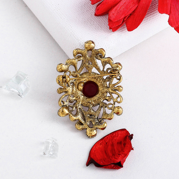 Брошь "Великолепный век" узор, цветная в черненом золоте