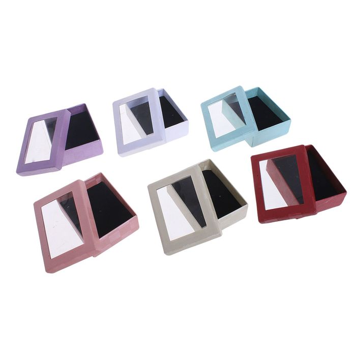 Коробочка подарочная под набор, с прозрачным верхом 7*9, цвет МИКС, вставка черная