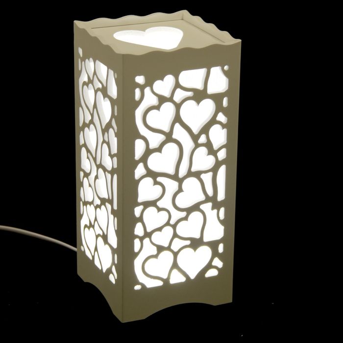 Светильник настольный белый резной 6LED "Сердца" МИКС 17х15х15 см