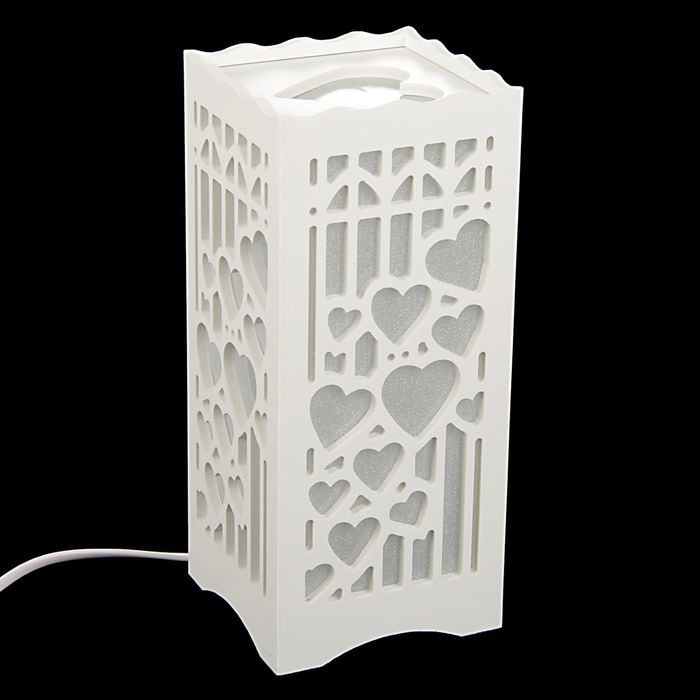 Светильник настольный белый резной 6LED "Море сердец" МИКС 17х15х15 см