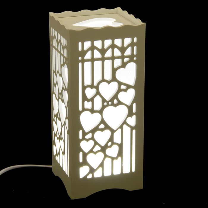 Светильник настольный белый резной 6LED "Море сердец" МИКС 17х15х15 см