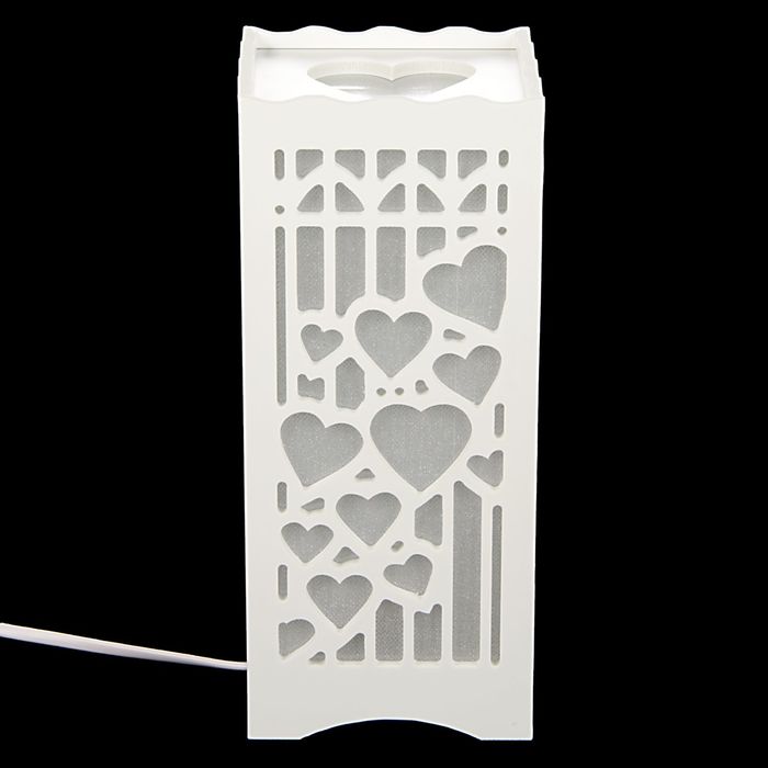 Светильник настольный белый резной 6LED "Море сердец" МИКС 17х15х15 см