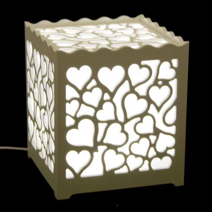 Светильник настольный белый резной 6LED "Сердечность" МИКС 17х15х15 см