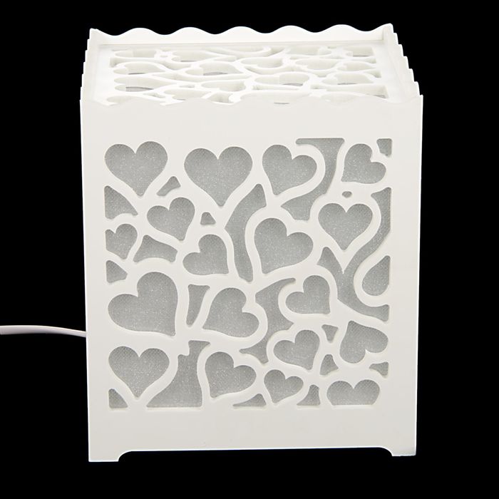 Светильник настольный белый резной 6LED "Сердечность" МИКС 17х15х15 см