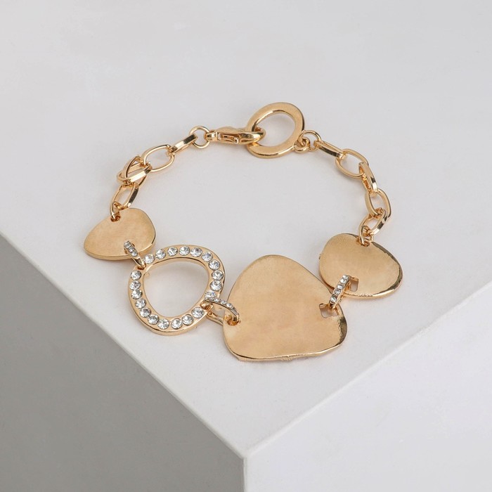 Браслет со стразами "Сияние" диски, цвет белый в золоте