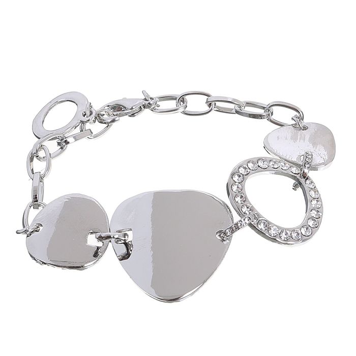 Браслет со стразами "Сияние" диски, цвет белый в серебре