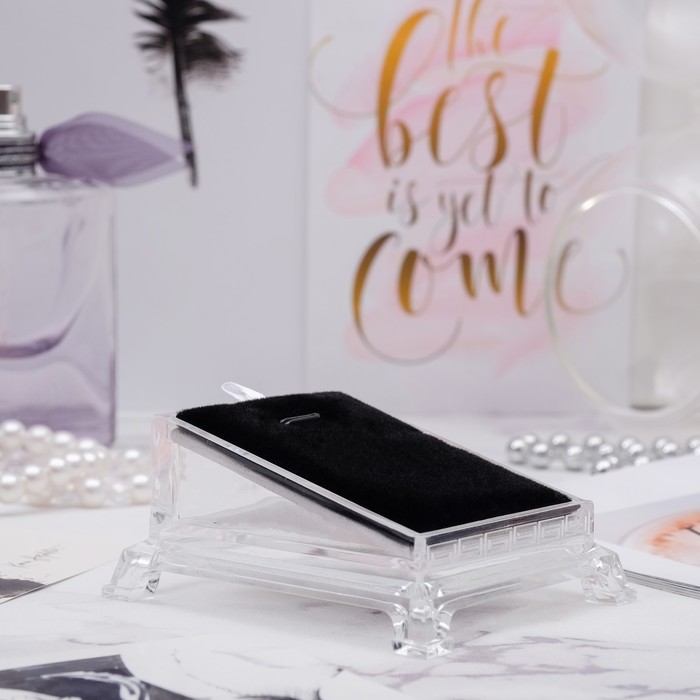 Подставка под кольца и кулоны, двусторонняя(черный бархат/белая кожзам) 7,5x8x4