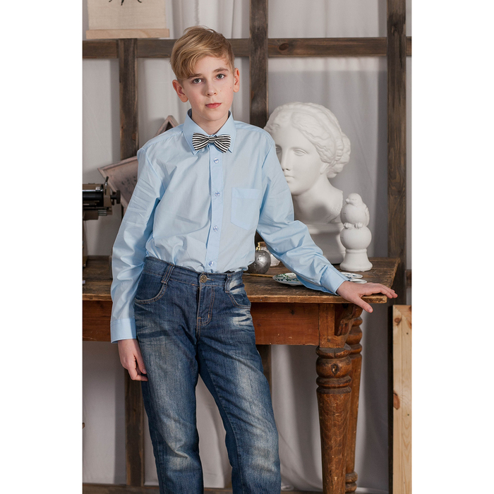 Сорочка для мальчика, рост 110-116 см (29), цвет светло-голубой 181