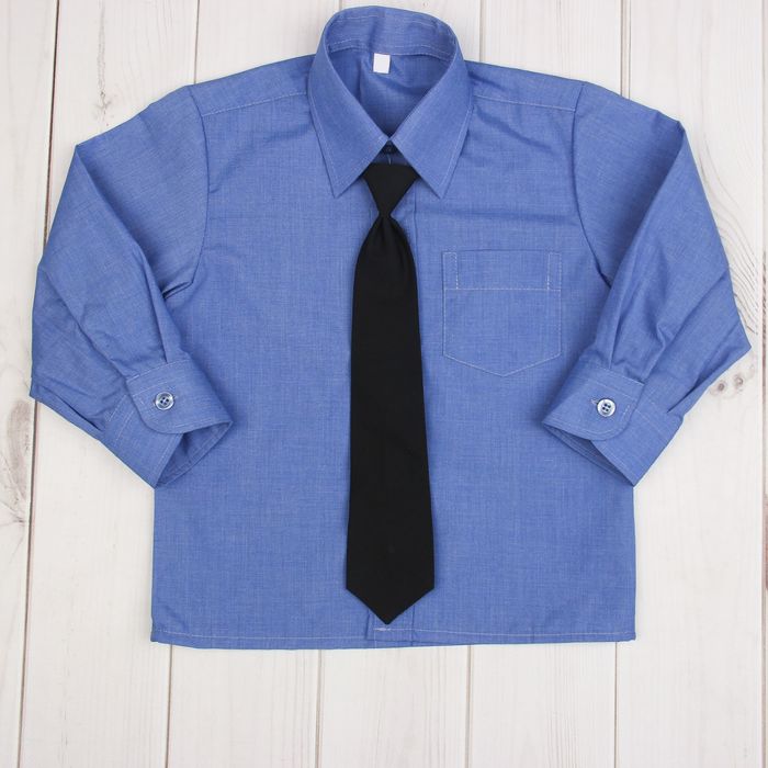 Сорочка для мальчика, нарядная с галстуком, рост 86 см (25), цвет океан 1181_М