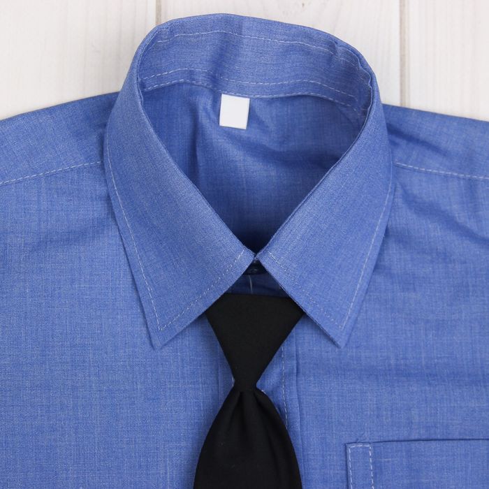 Сорочка для мальчика, нарядная с галстуком, рост 86 см (25), цвет океан 1181_М