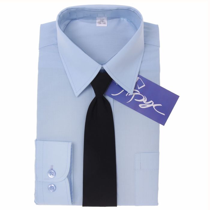 Сорочка для мальчика, нарядная с галстуком, рост 86 см (25), цвет светло-голубой 1181