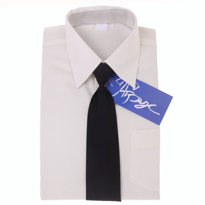 Сорочка для мальчика, нарядная с галстуком, рост 98-104 см (27), цвет ваниль 1181