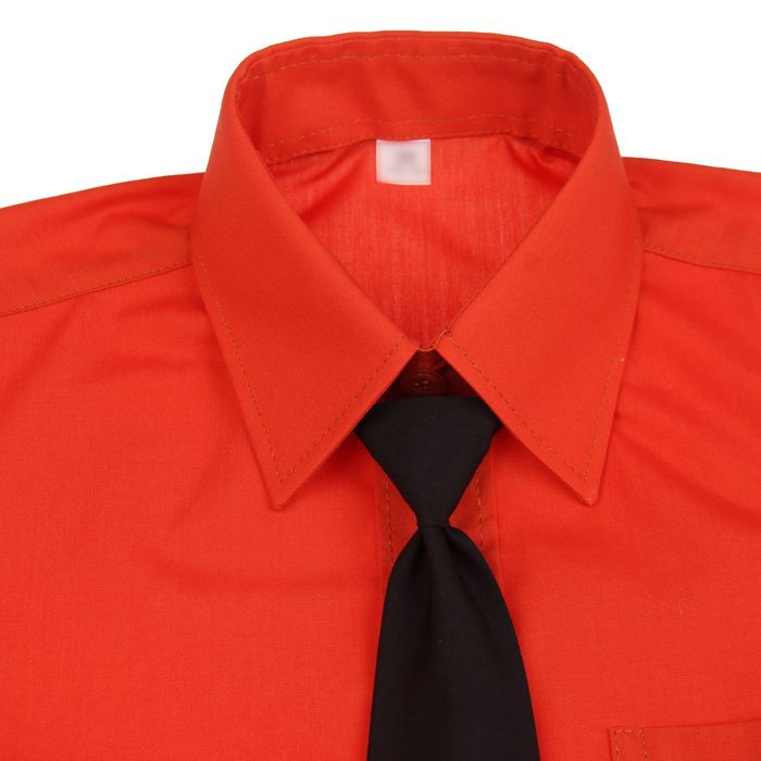 Сорочка для мальчика, нарядная с галстуком, рост 122-128 см (30), цвет кирпич 1181А