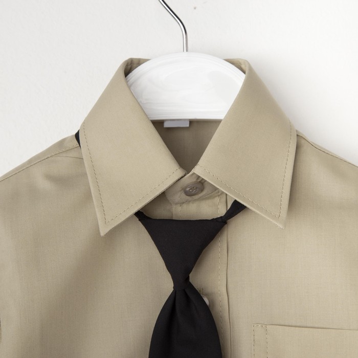 Сорочка для мальчика, нарядная с галстуком, рост 86 см (25), цвет оливковый 1181_М