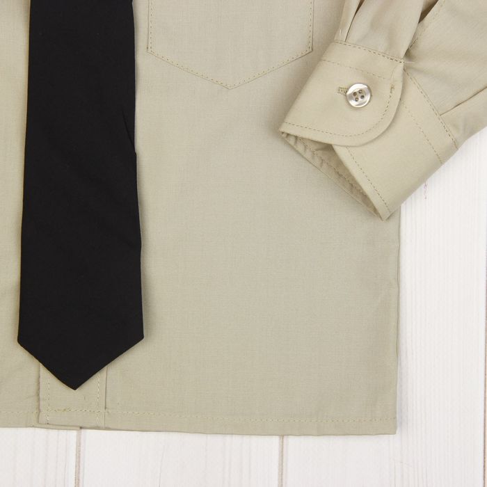 Сорочка для мальчика, нарядная с галстуком, рост 86 см (25), цвет оливковый 1181_М