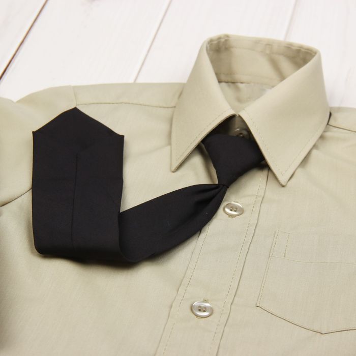 Сорочка для мальчика, нарядная с галстуком, рост 86 см (25), цвет оливковый 1181_М