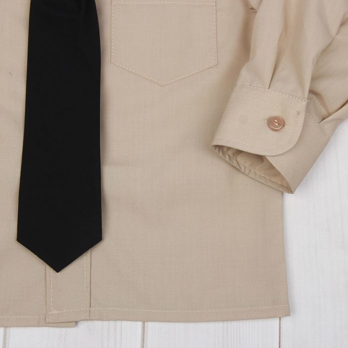 Сорочка для мальчика, нарядная с галстуком, рост 86 см (25), цвет бежевый 1181_М