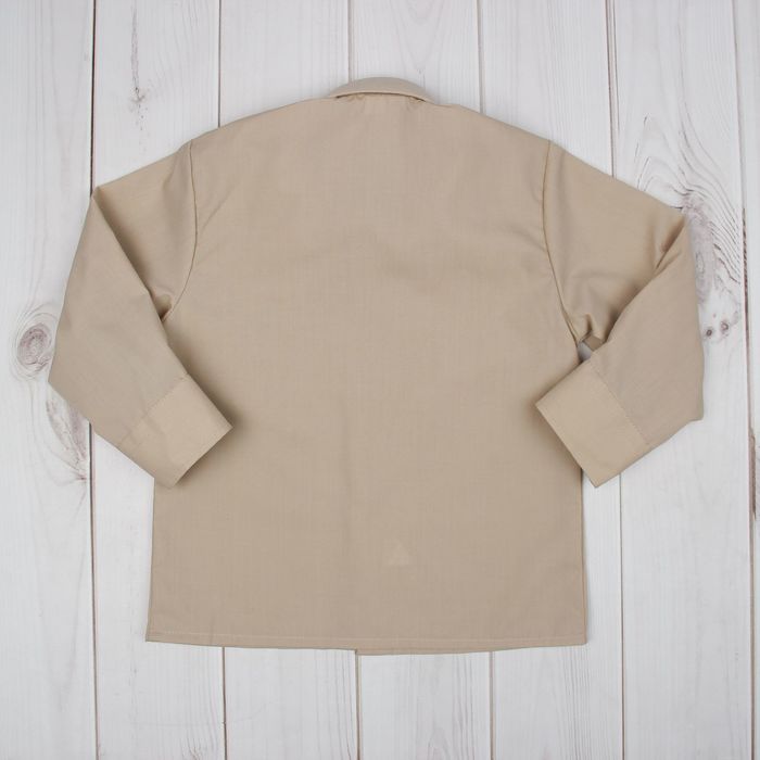 Сорочка для мальчика, нарядная с галстуком, рост 86 см (25), цвет бежевый 1181_М