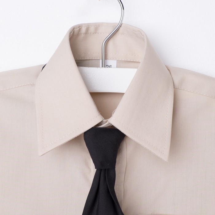 Сорочка для мальчика, нарядная с галстуком, рост 122-128 см (31), цвет бежевый 1181А