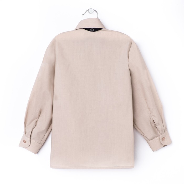 Сорочка для мальчика, нарядная с галстуком, рост 134-140 см (32), цвет бежевый 1181А