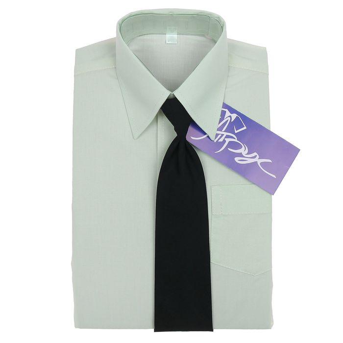 Сорочка для мальчика, нарядная с галстуком, рост 86 см (25), цвет салатовый 1181_М